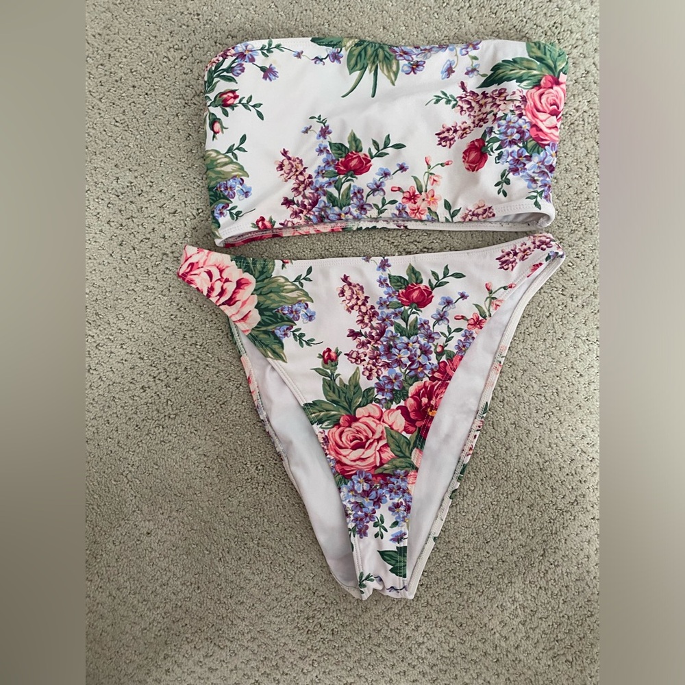 White floral two piece bikini